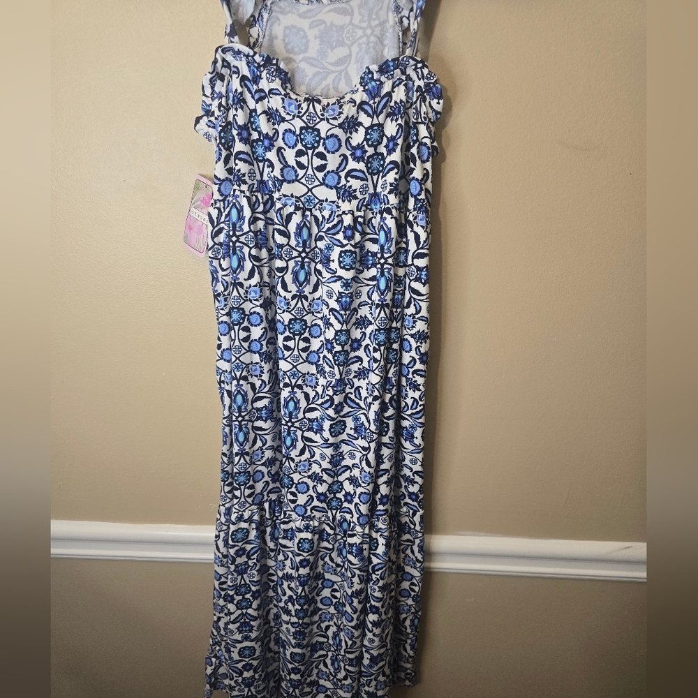 Btween Blue and White Youth Girls Sleeveless Sundress
